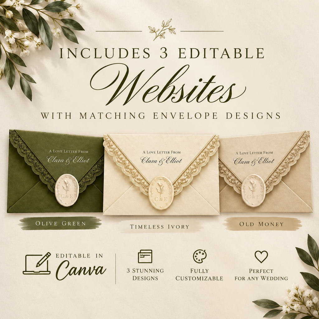 All-in-One Wedding Website Collection | 3 Save-the-Date Templates + RSVP