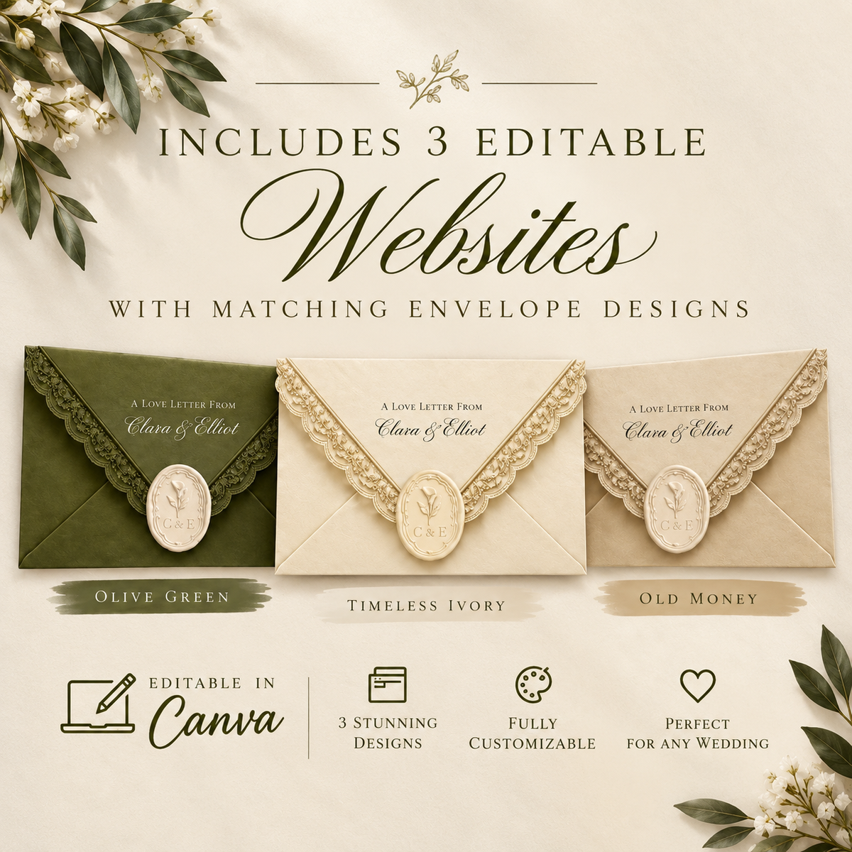 All-in-One Wedding Website Collection | 3 Save-the-Date Templates + RSVP